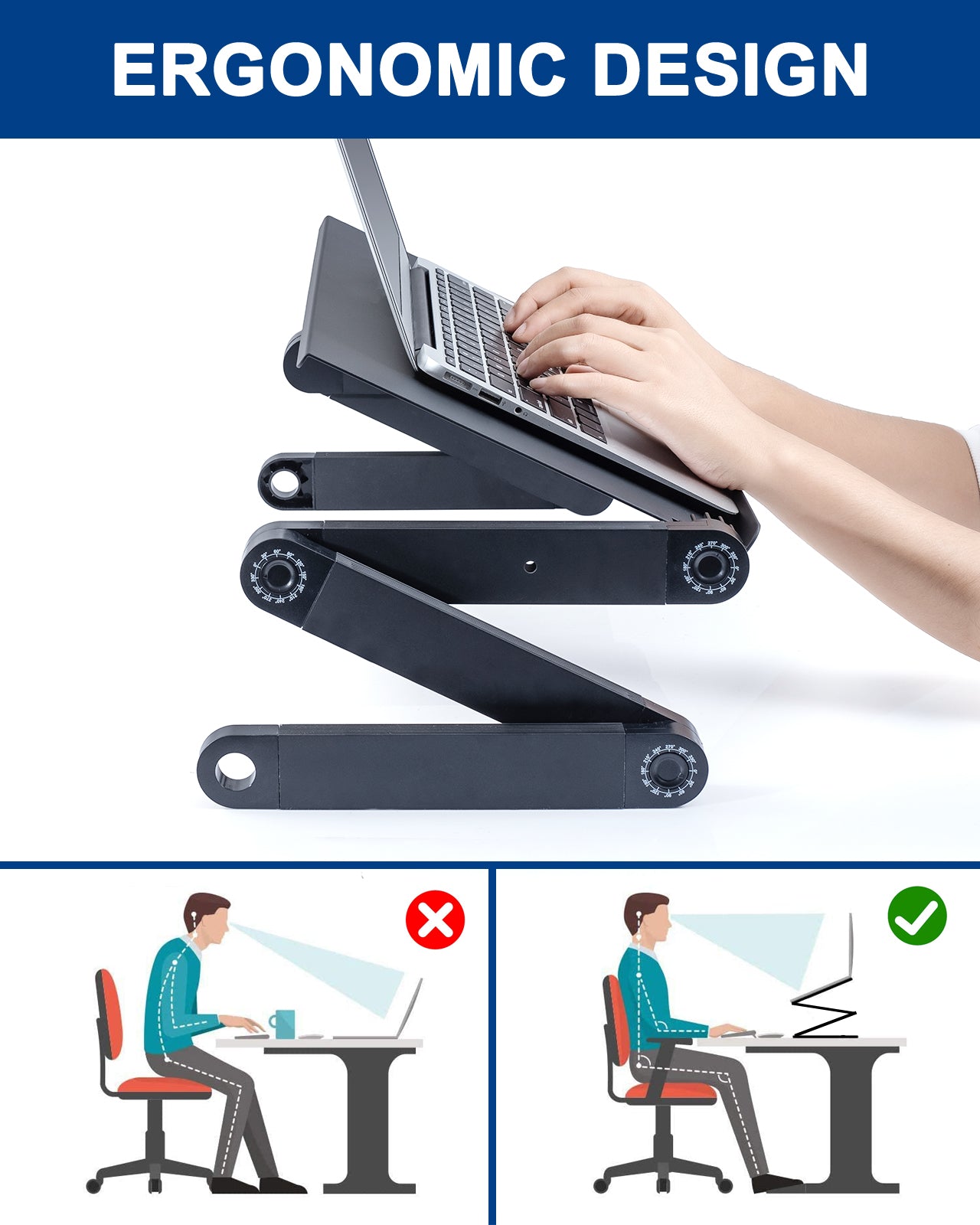 Adjustable Laptop Stand, RAINBEAN Laptop Desk with 2 CPU Cooling USB Fans for Bed Aluminum Lap Workstation Desk with Mouse Pad, Foldable Cook Book Stand Notebook Holder Sofa Adjustable Laptop Stand, RAINBEAN Laptop Desk with 2 CPU Cooling USB Fans for Bed Aluminum Lap Workstation Desk with Mouse Pad, Foldable Cook Book Stand Notebook Holder Sofa